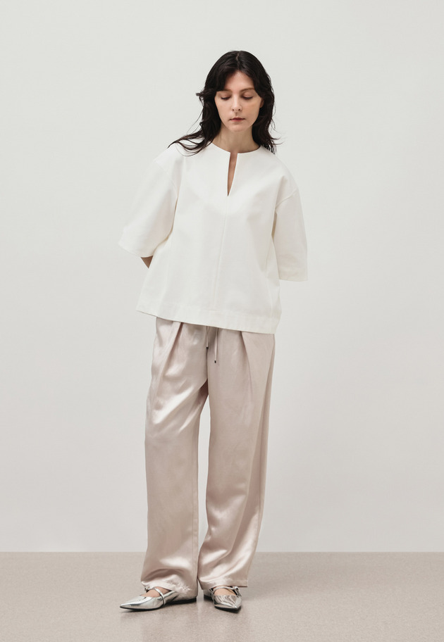 COTTON STRETCH KEY NECK TOPS / コットンストレッチキーネックトップス 詳細画像 OW 3