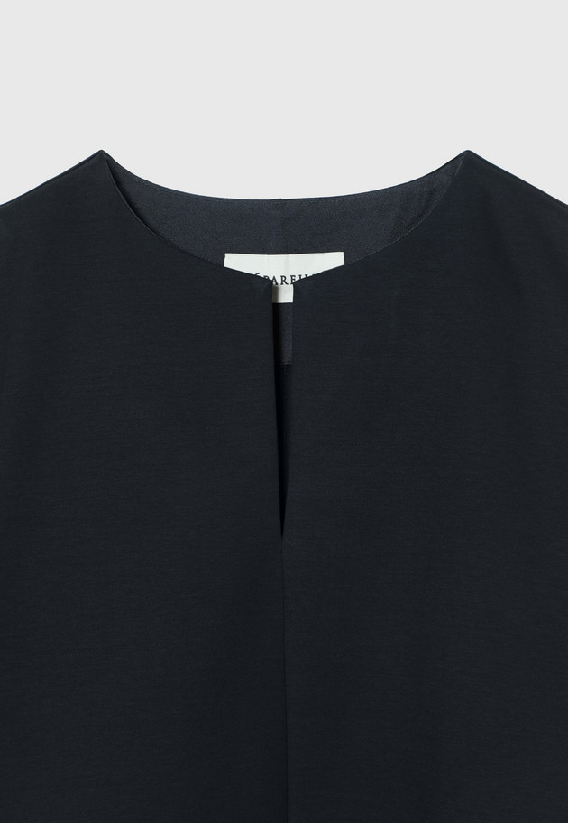 COTTON STRETCH KEY NECK TOPS / コットンストレッチキーネックトップス 詳細画像 Navy 3