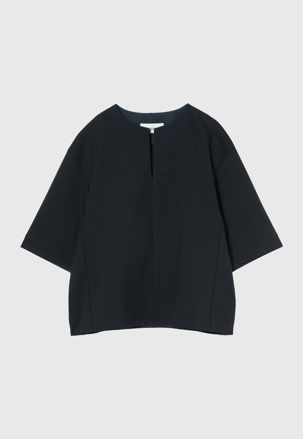 COTTON STRETCH KEY NECK TOPS / コットンストレッチキーネックトップス 詳細画像 Navy 1