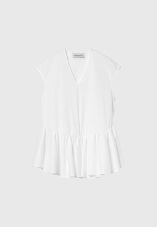 COTTON NO SLEEVE PEPLUM TOPS / コットンノースリーブペプラムトップス