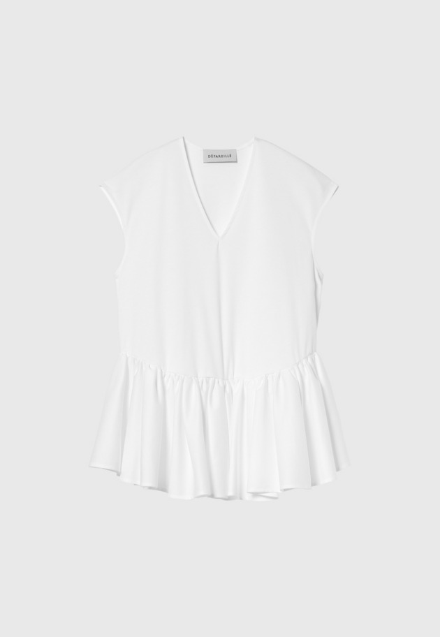 COTTON NO SLEEVE PEPLUM TOPS / コットンノースリーブペプラムトップス 詳細画像 White 1