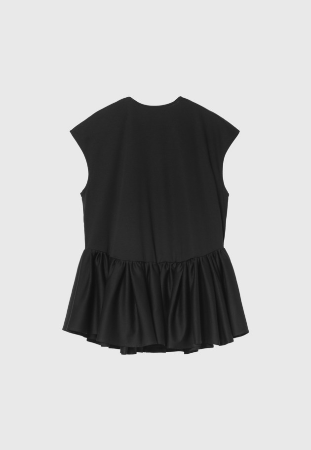 COTTON NO SLEEVE PEPLUM TOPS / コットンノースリーブペプラムトップス 詳細画像 Black 2