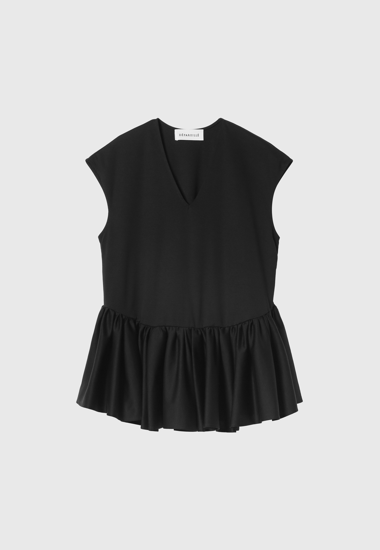 COTTON NO SLEEVE PEPLUM TOPS / コットンノースリーブペプラムトップス 詳細画像 Black 1
