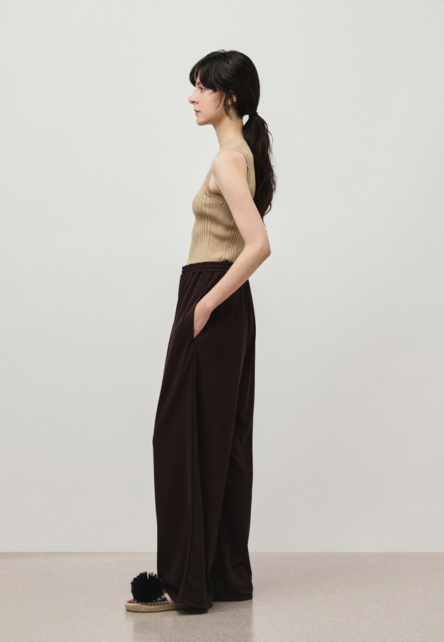 TRIACETATE JERSEY WIDE PANTS / トリアセテートジャージーワイドパンツ 詳細画像 Brown 3