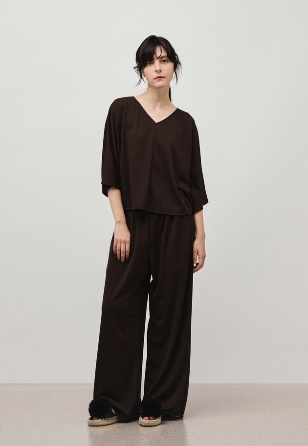 TRIACETATE JERSEY WIDE PANTS / トリアセテートジャージーワイドパンツ 詳細画像 Brown 5