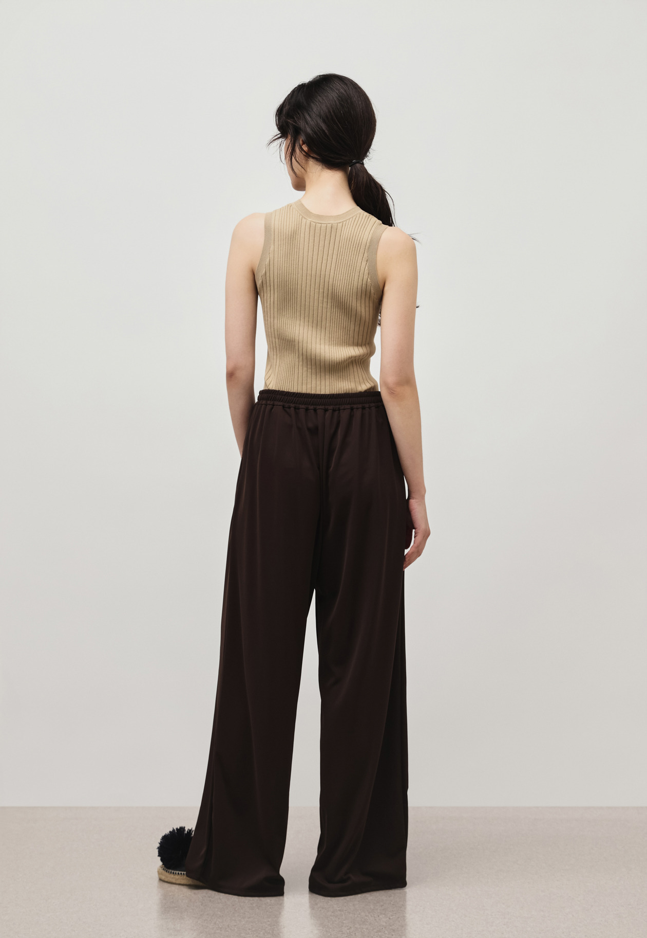 TRIACETATE JERSEY WIDE PANTS / トリアセテートジャージーワイドパンツ 詳細画像 Brown 4