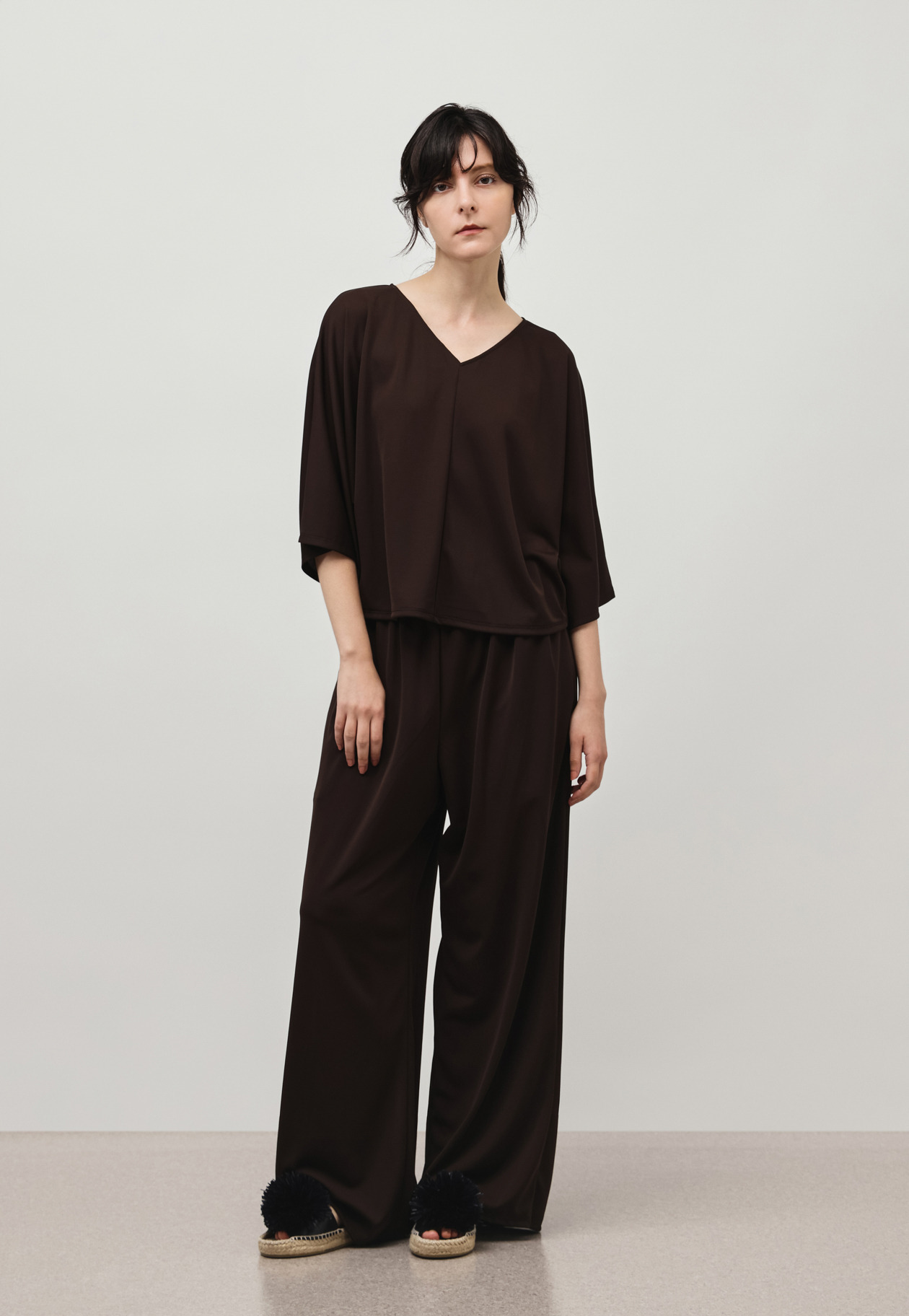 TRIACETATE JERSEY WIDE PANTS / トリアセテートジャージーワイドパンツ 詳細画像 Brown 5