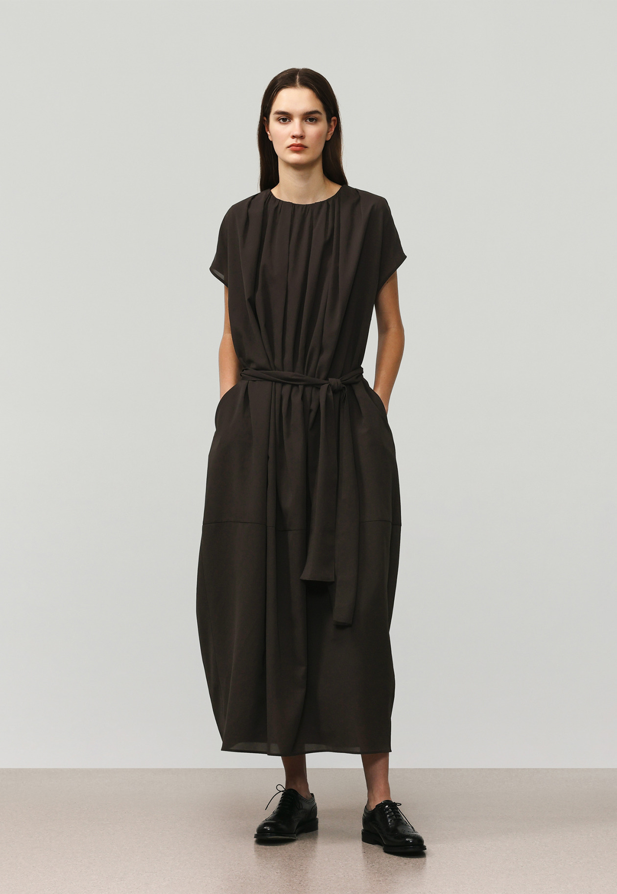DRY DUNGAREE DRESS / ドライダンガリードレス 詳細画像 Brown 1