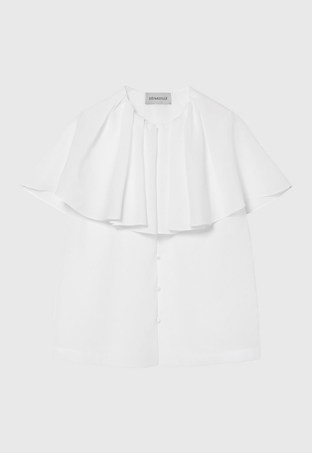 DRY DUNGAREE SHORT SLEEVE BLOUSE / ドライダンガリーショートスリーブブラウス 詳細画像 White 1