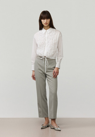 	COTTON TYPEWRITER FRILL SHIRT / コットンタイプライターフリルシャツ
