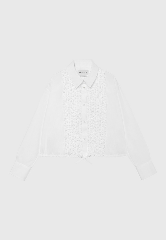	COTTON TYPEWRITER FRILL SHIRT / コットンタイプライターフリルシャツ 詳細画像 White 4
