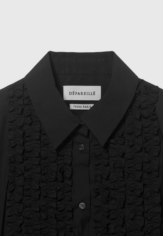 	COTTON TYPEWRITER FRILL SHIRT / コットンタイプライターフリルシャツ 詳細画像 Black 3