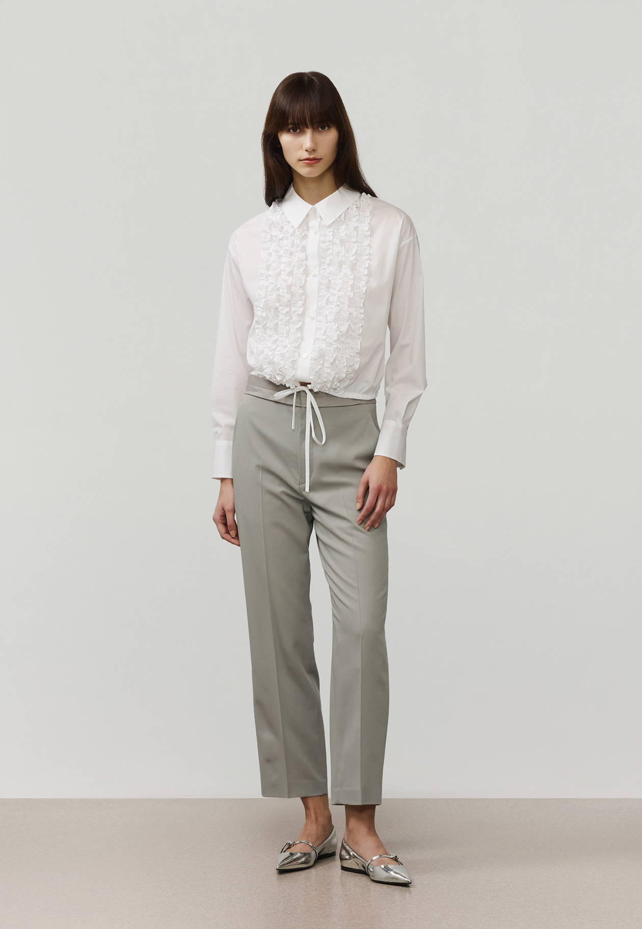 	COTTON TYPEWRITER FRILL SHIRT / コットンタイプライターフリルシャツ 詳細画像 White 1