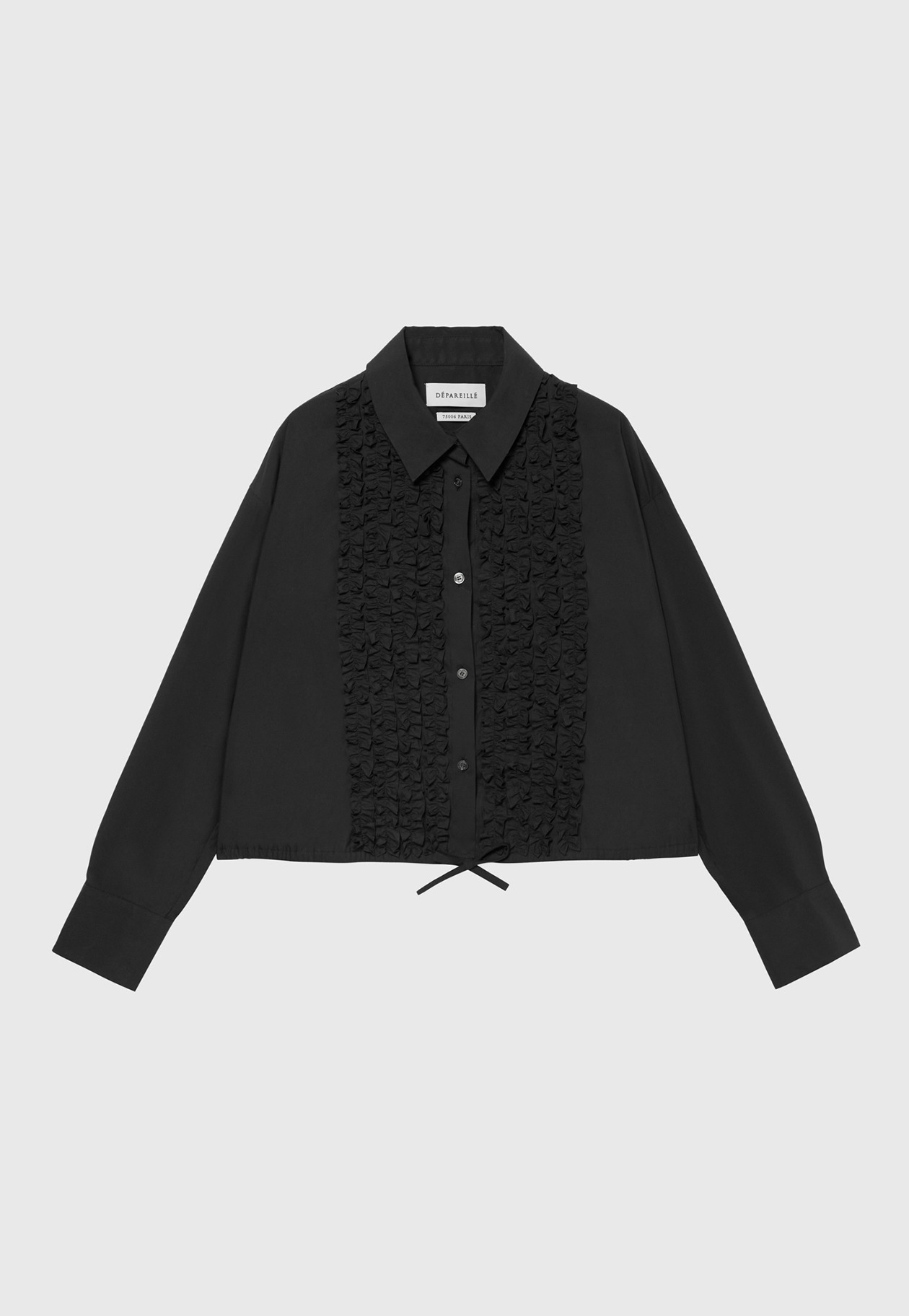 	COTTON TYPEWRITER FRILL SHIRT / コットンタイプライターフリルシャツ 詳細画像 Black 1