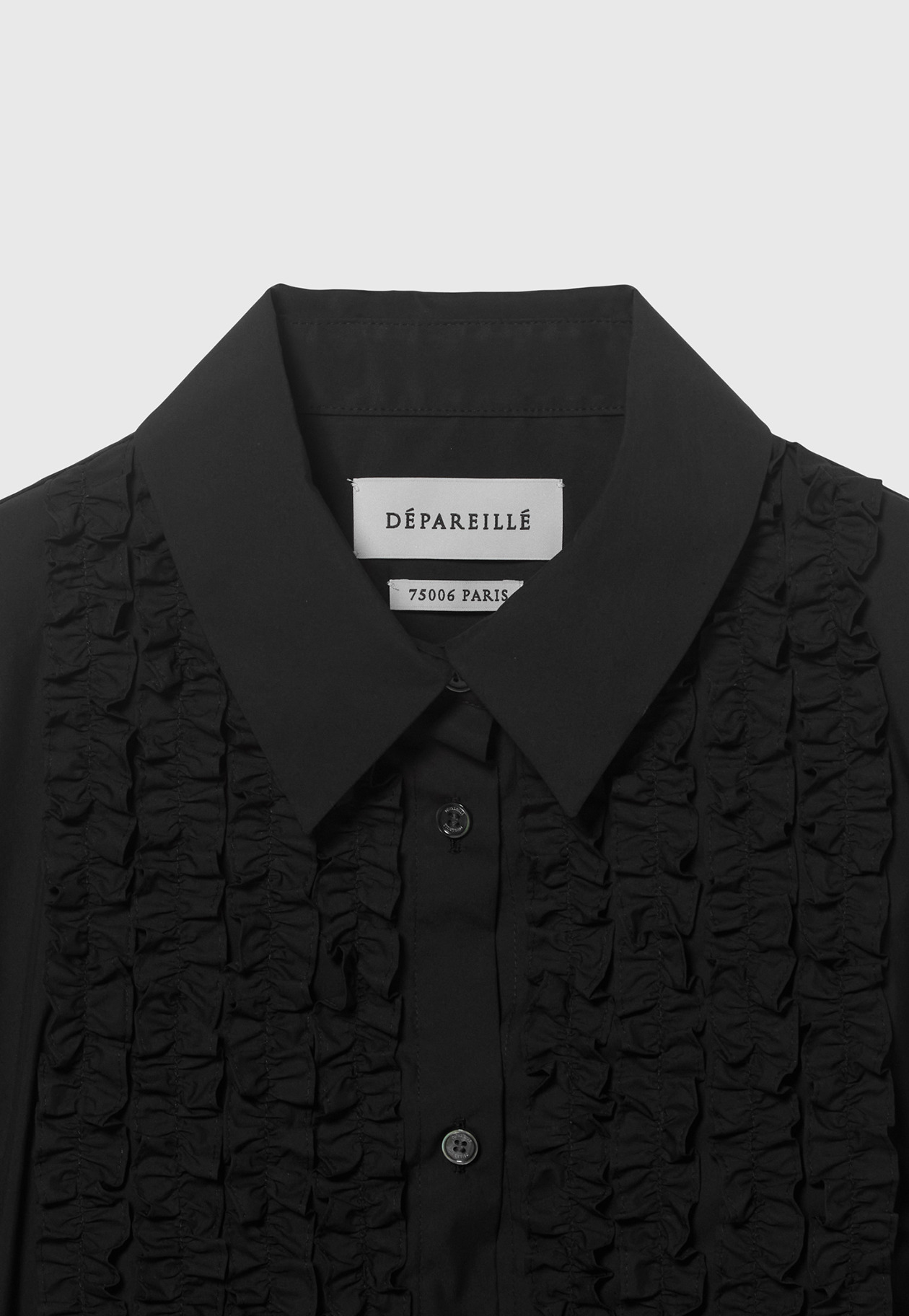 	COTTON TYPEWRITER FRILL SHIRT / コットンタイプライターフリルシャツ 詳細画像 Black 3