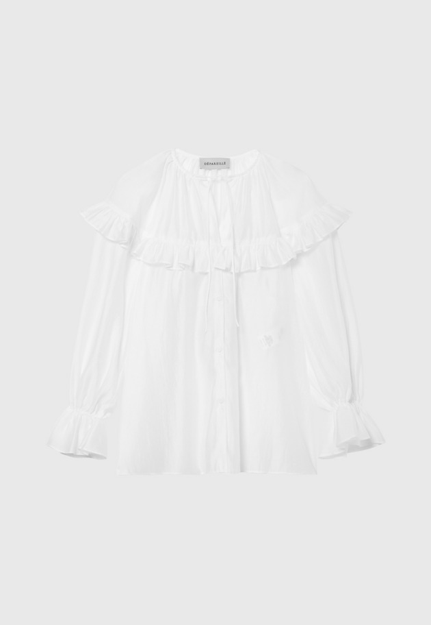 LAWN RUFFLE BLOUSE / ローンラッフルブラウス 詳細画像 White 1