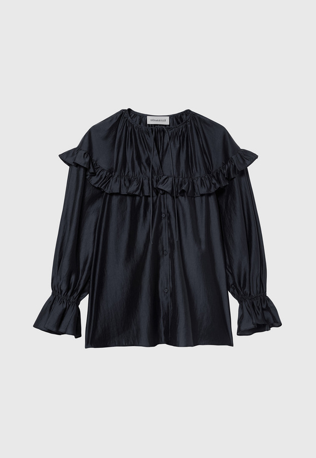 LAWN RUFFLE BLOUSE / ローンラッフルブラウス 詳細画像 Navy 1