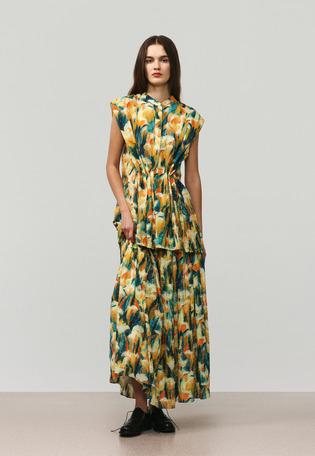 DOT JACQUARD FLOWER SLEEVELESS BLOUSE / ドットジャガードフラワースリーブレスブラウス