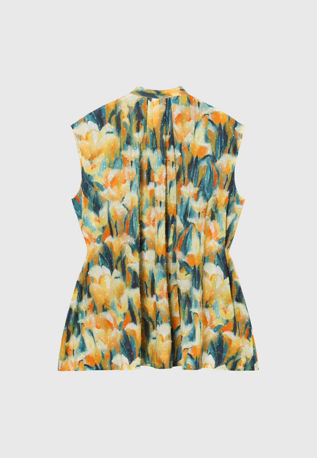 DOT JACQUARD FLOWER SLEEVELESS BLOUSE / ドットジャガードフラワースリーブレスブラウス 詳細画像 Yellow 5