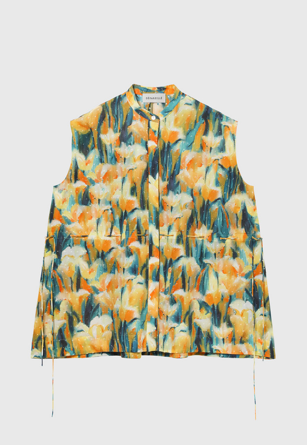 DOT JACQUARD FLOWER SLEEVELESS BLOUSE / ドットジャガードフラワースリーブレスブラウス 詳細画像 Yellow 6
