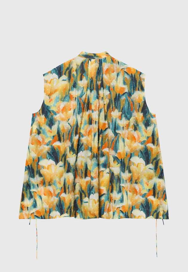 DOT JACQUARD FLOWER SLEEVELESS BLOUSE / ドットジャガードフラワースリーブレスブラウス 詳細画像 Yellow 7