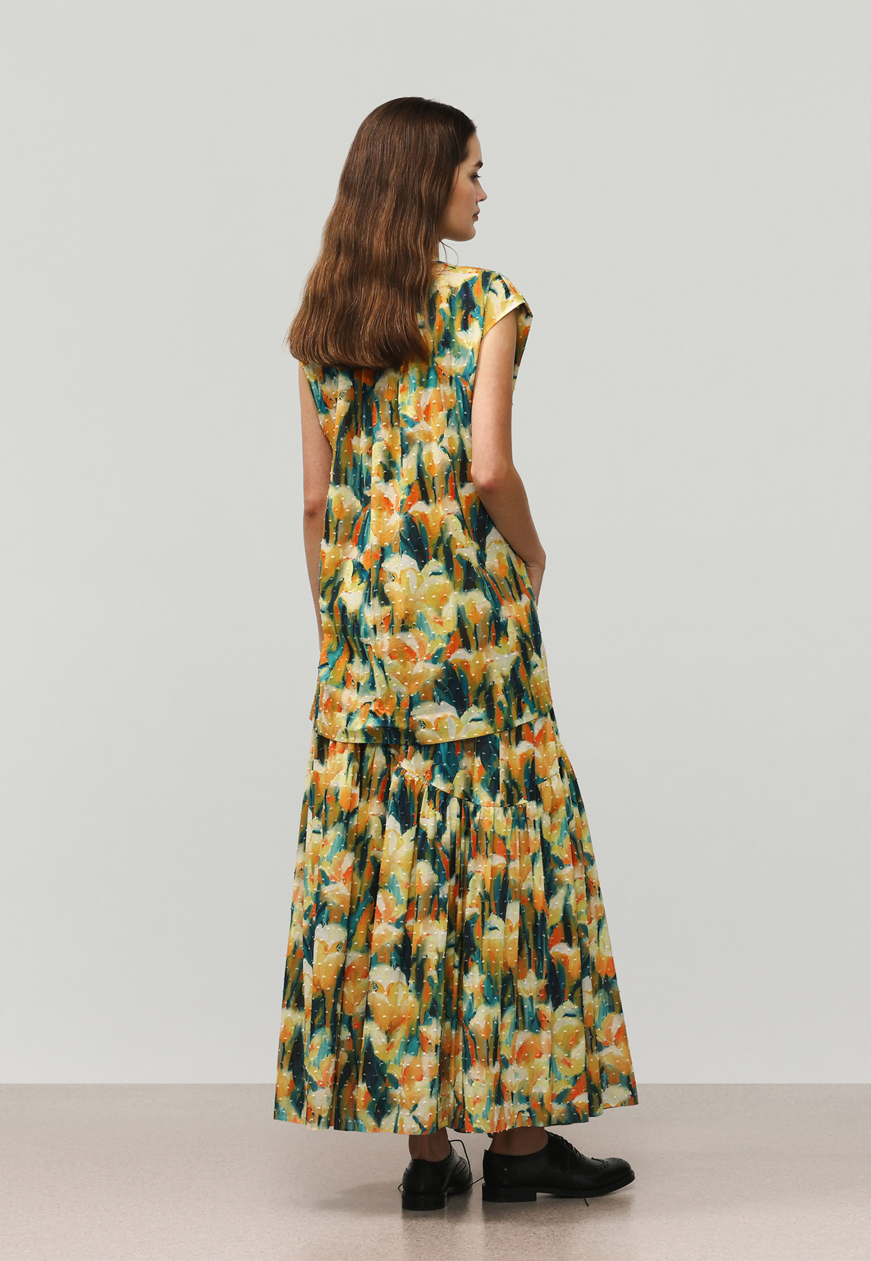 DOT JACQUARD FLOWER SLEEVELESS BLOUSE / ドットジャガードフラワースリーブレスブラウス 詳細画像 Yellow 3