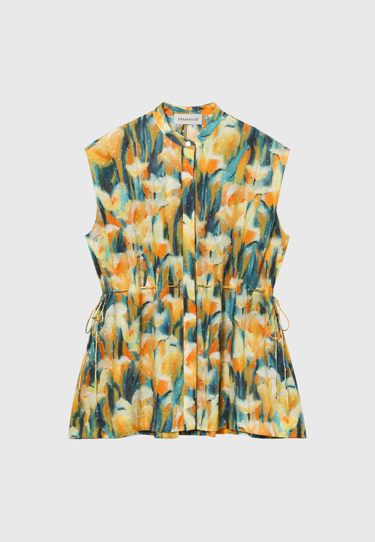 DOT JACQUARD FLOWER SLEEVELESS BLOUSE / ドットジャガードフラワースリーブレスブラウス 詳細画像 Yellow 4