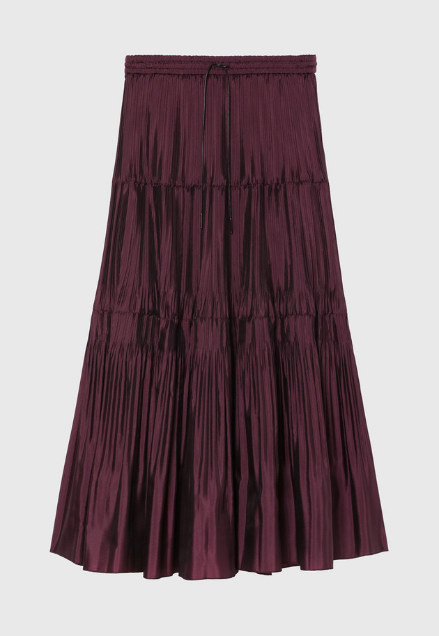 SILK POLY TIERED PLEATS SKIRT / シルクポリティアードプリーツスカート 詳細画像 Pink 1