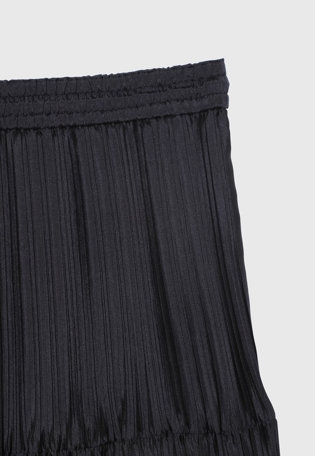SILK POLY TIERED PLEATS SKIRT / シルクポリティアードプリーツスカート 詳細画像 Navy 4