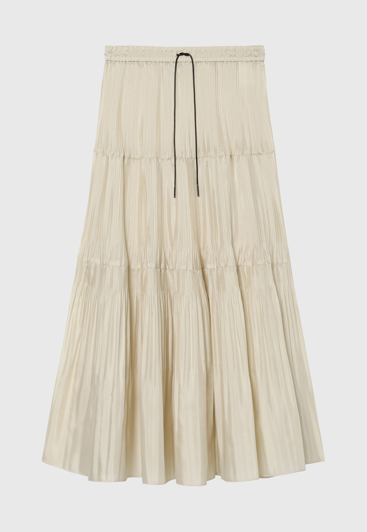 SILK POLY TIERED PLEATS SKIRT / シルクポリティアードプリーツスカート 詳細画像 Beige 4