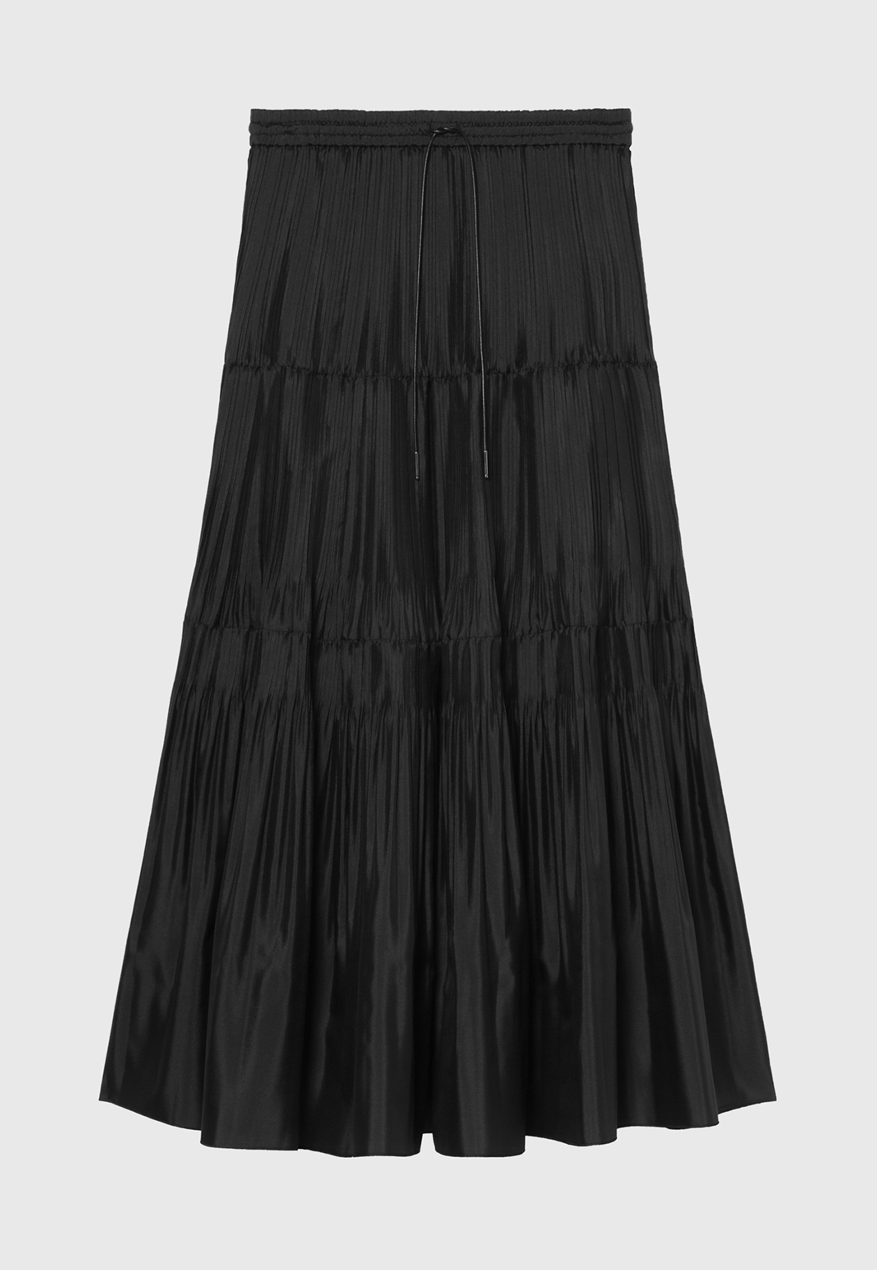SILK POLY TIERED PLEATS SKIRT / シルクポリティアードプリーツスカート 詳細画像 Black 1