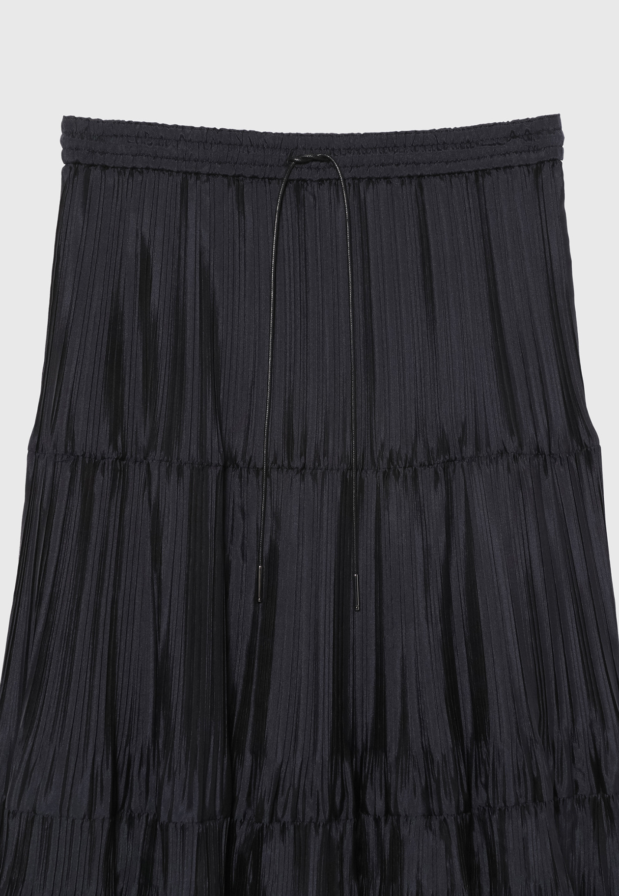 SILK POLY TIERED PLEATS SKIRT / シルクポリティアードプリーツスカート 詳細画像 Navy 3