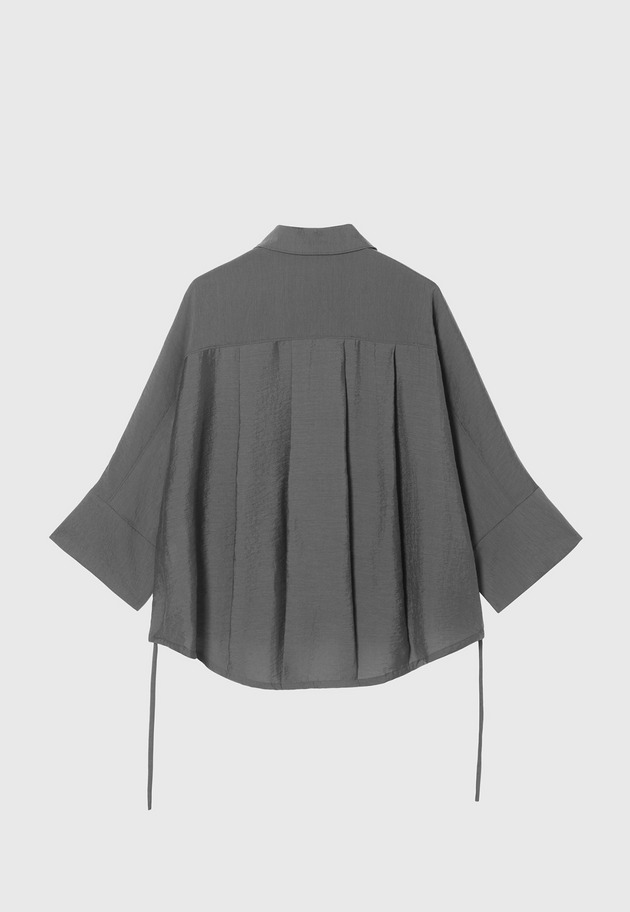 SHEER SILK REGULAR COLLAR SHIRT / シアーシルクレギュラーカラーシャツ 詳細画像 Gray 2