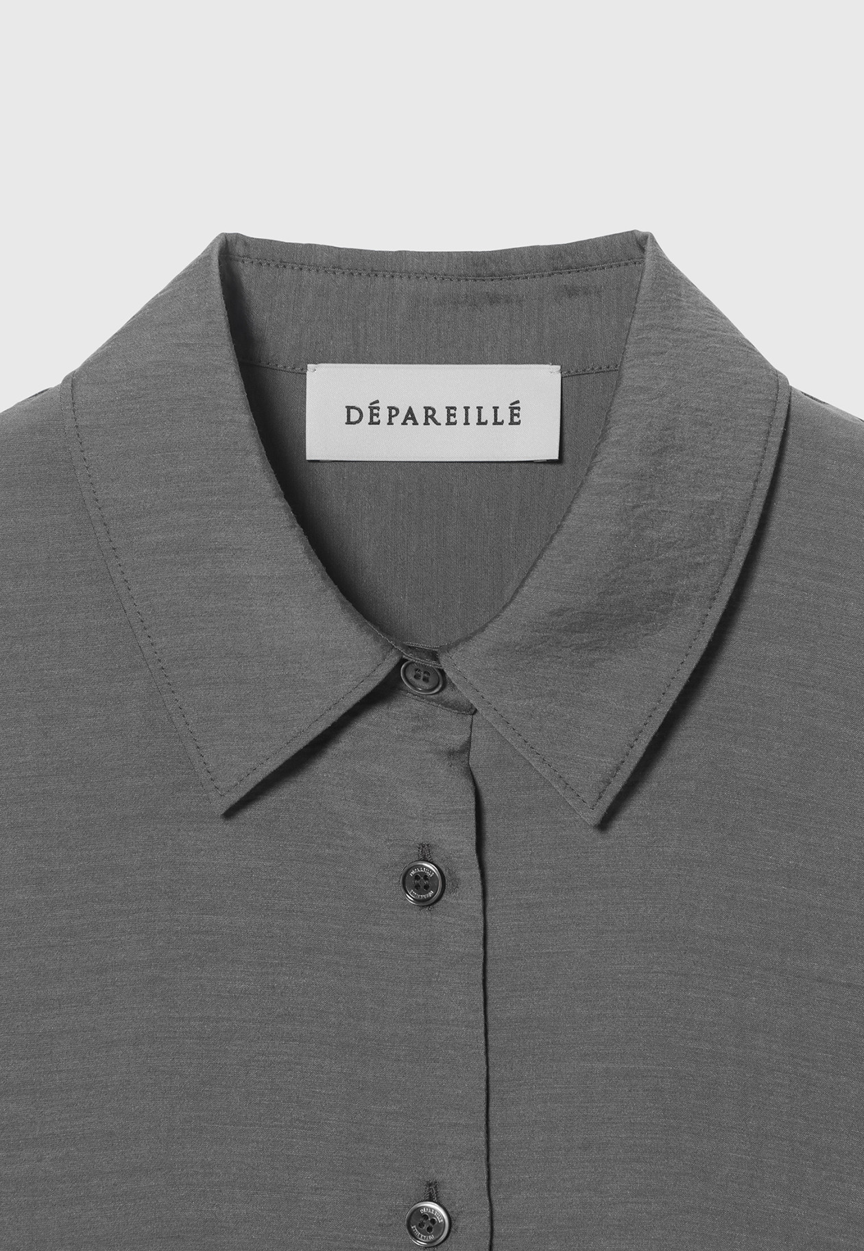 SHEER SILK REGULAR COLLAR SHIRT / シアーシルクレギュラーカラーシャツ 詳細画像 Gray 3
