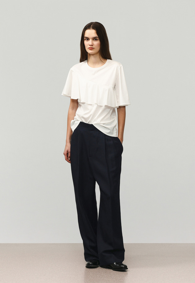 COTTON JERSEY RUFFLE TOPS / コットンジャージーラッフルトップス 詳細画像 White 1