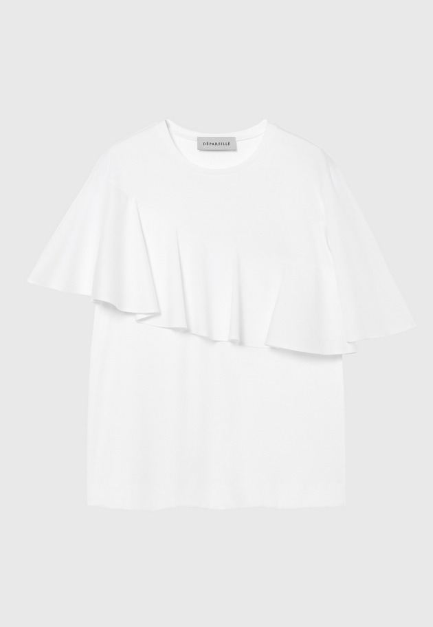 COTTON JERSEY RUFFLE TOPS / コットンジャージーラッフルトップス 詳細画像 White 4