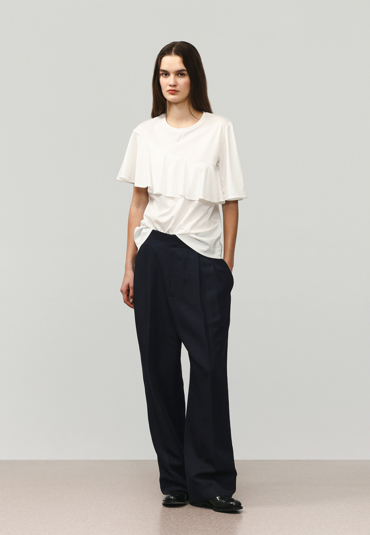 COTTON JERSEY RUFFLE TOPS / コットンジャージーラッフルトップス 詳細画像 White 1