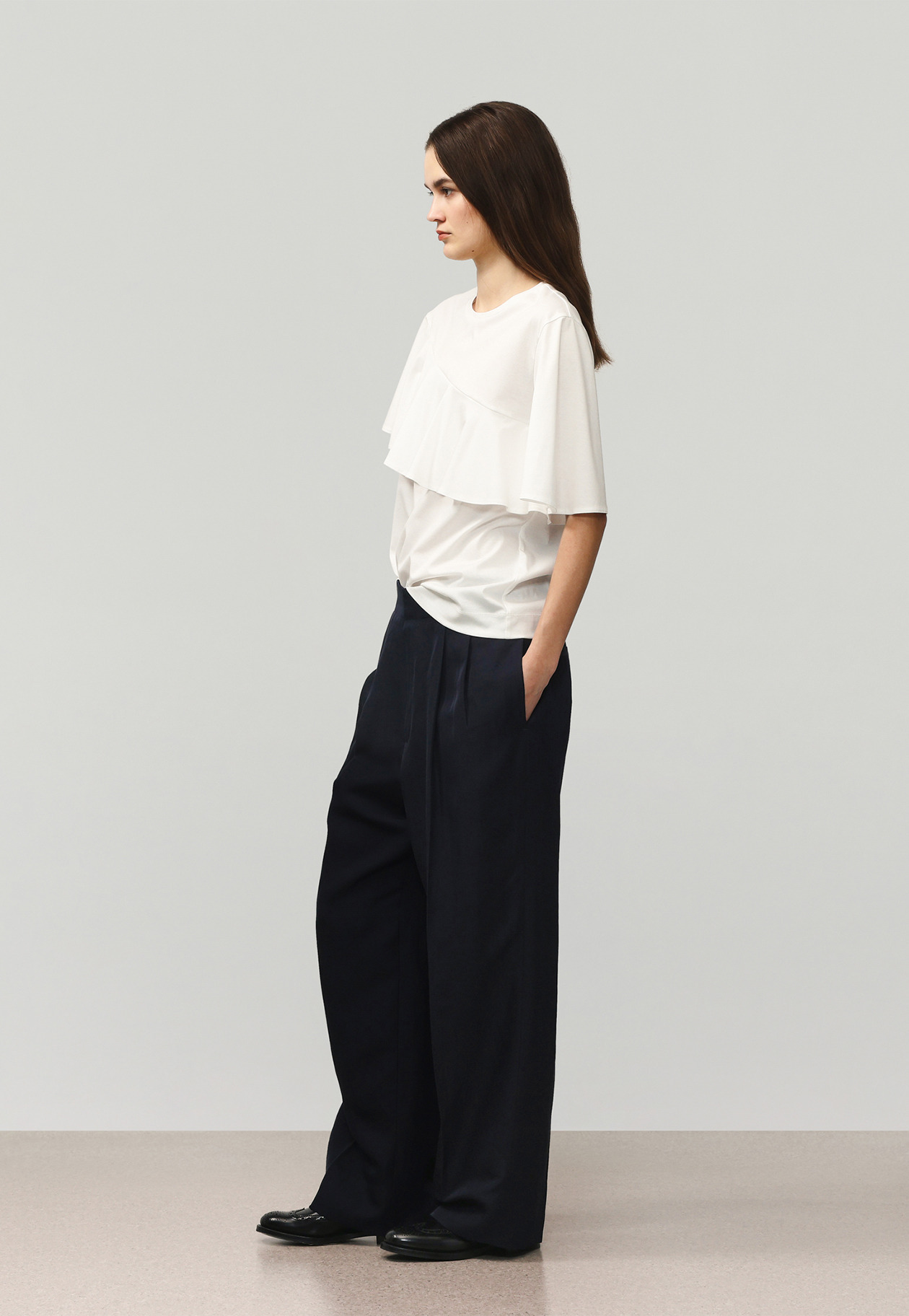 COTTON JERSEY RUFFLE TOPS / コットンジャージーラッフルトップス 詳細画像 White 2