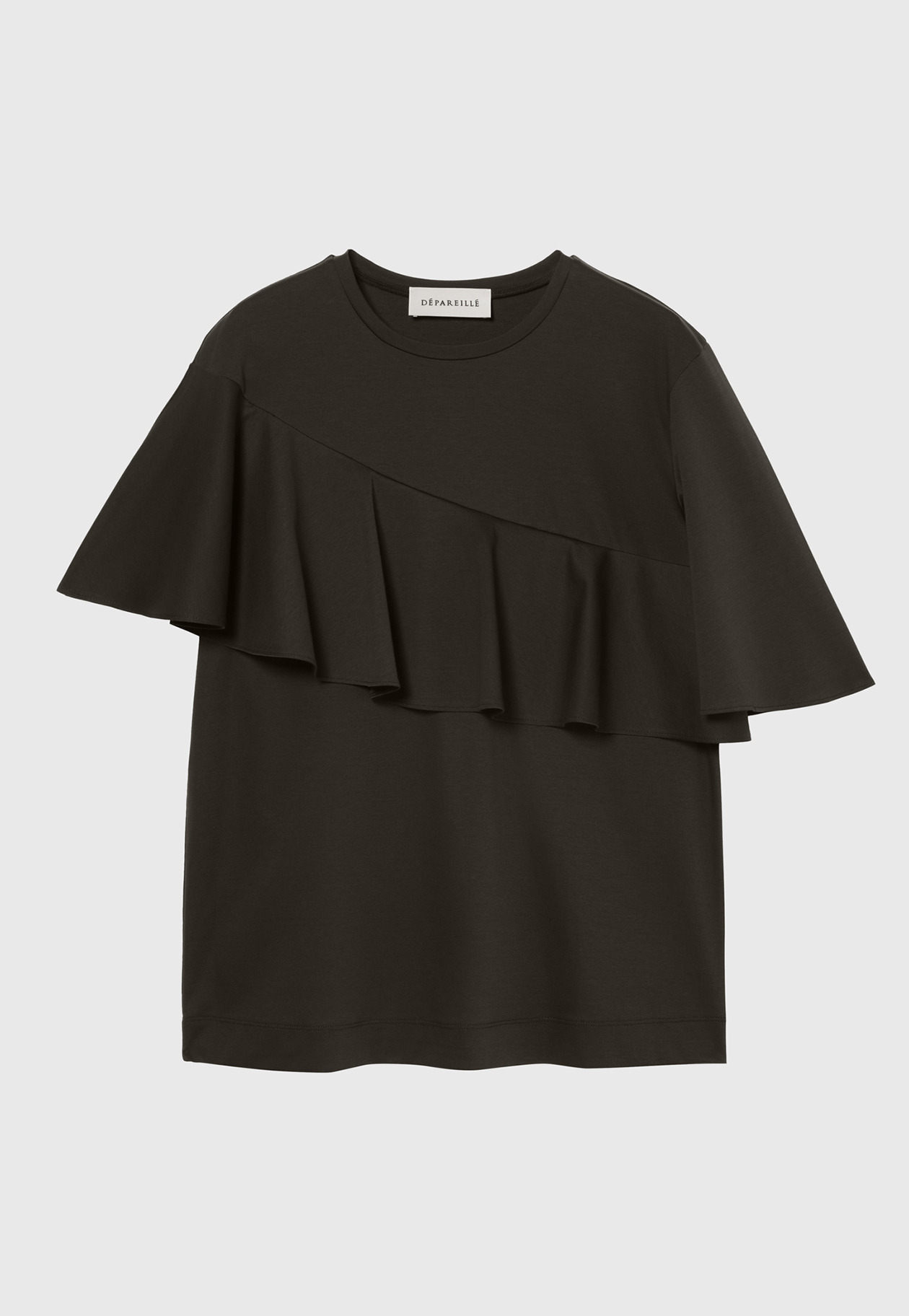 COTTON JERSEY RUFFLE TOPS / コットンジャージーラッフルトップス 詳細画像 Brown 1