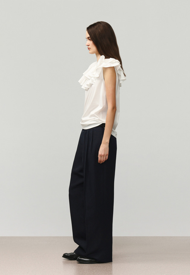 COTTON JERSEY RUFFLE TOPS / コットンジャージーラッフルトップス 詳細画像 White 2