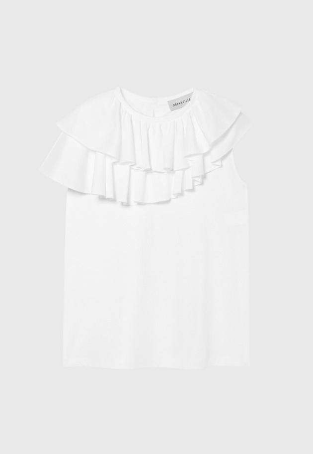 COTTON JERSEY RUFFLE TOPS / コットンジャージーラッフルトップス 詳細画像 White 5