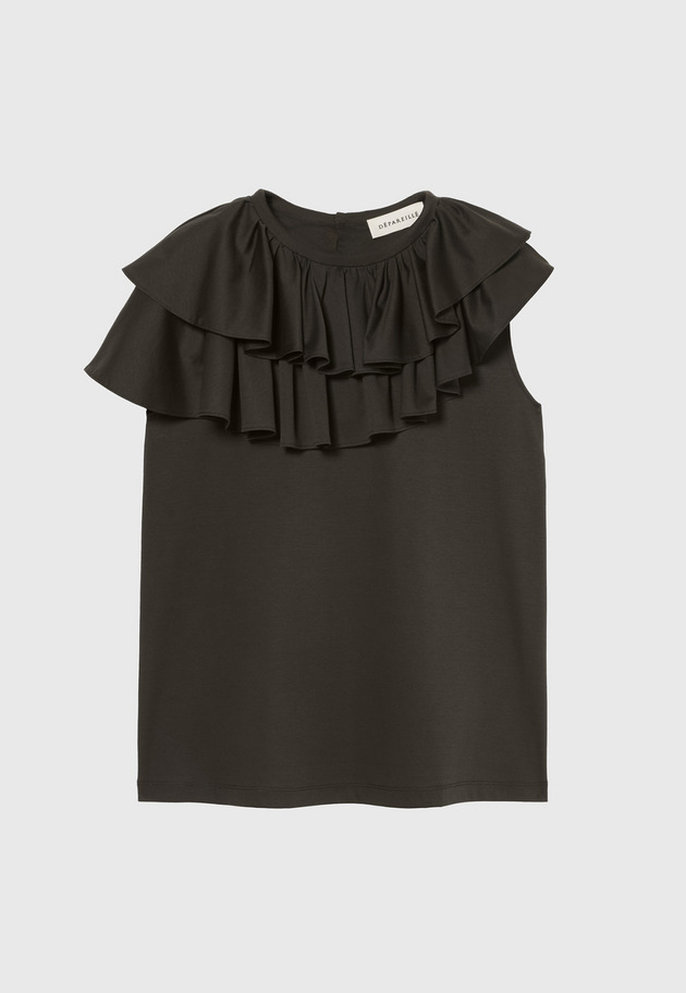 COTTON JERSEY RUFFLE TOPS / コットンジャージーラッフルトップス 詳細画像 Brown 1