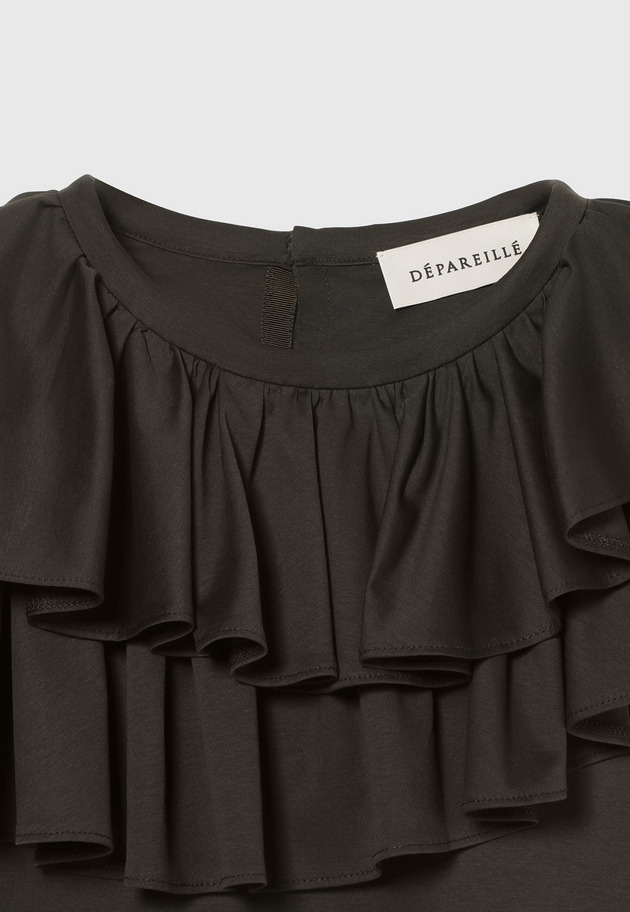 COTTON JERSEY RUFFLE TOPS / コットンジャージーラッフルトップス 詳細画像 Brown 3
