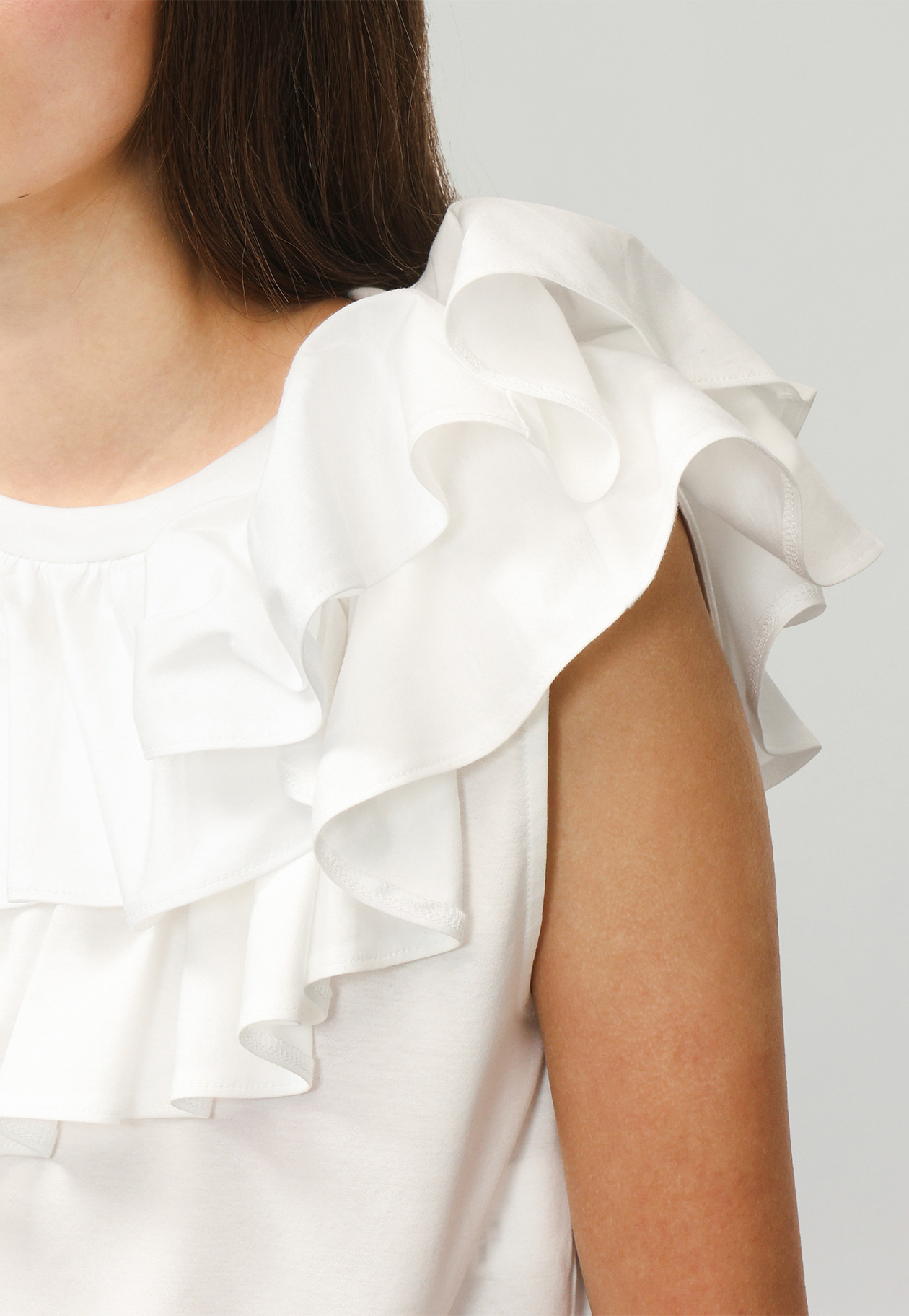 COTTON JERSEY RUFFLE TOPS / コットンジャージーラッフルトップス 詳細画像 White 4