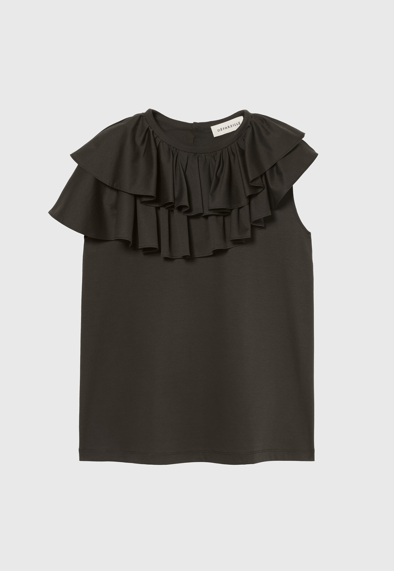 COTTON JERSEY RUFFLE TOPS / コットンジャージーラッフルトップス 詳細画像 Brown 1