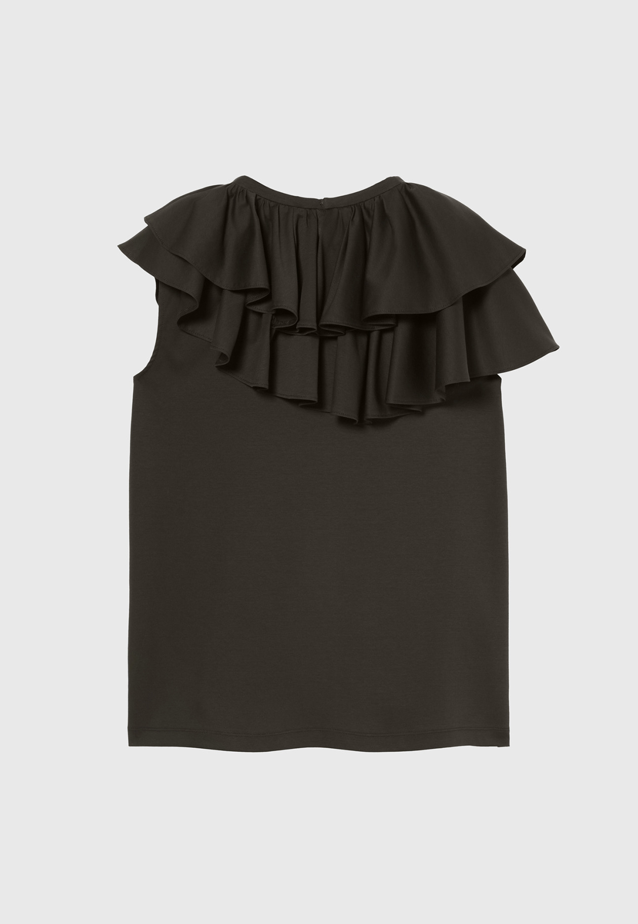 COTTON JERSEY RUFFLE TOPS / コットンジャージーラッフルトップス 詳細画像 Brown 2