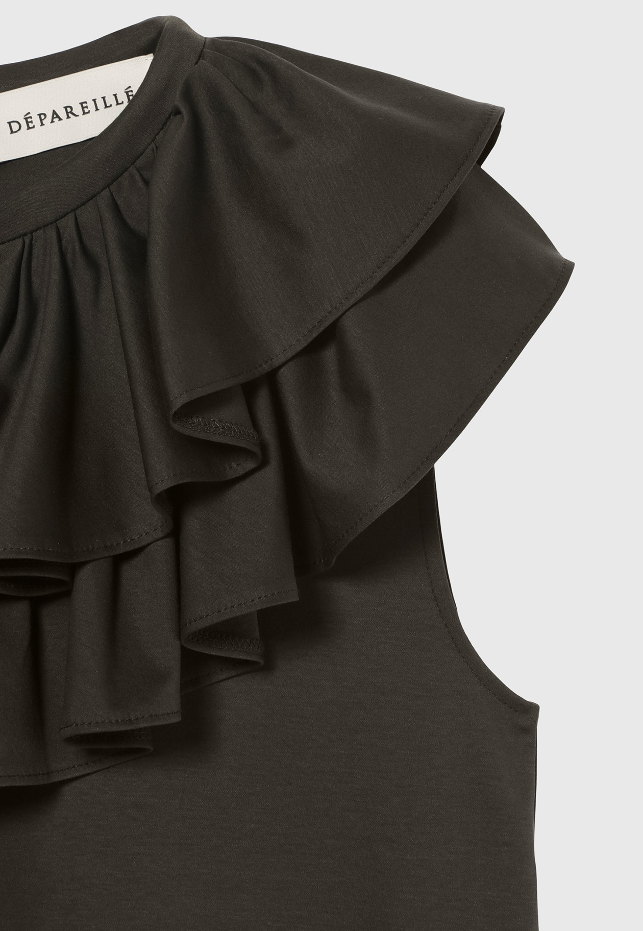 COTTON JERSEY RUFFLE TOPS / コットンジャージーラッフルトップス 詳細画像 Brown 4