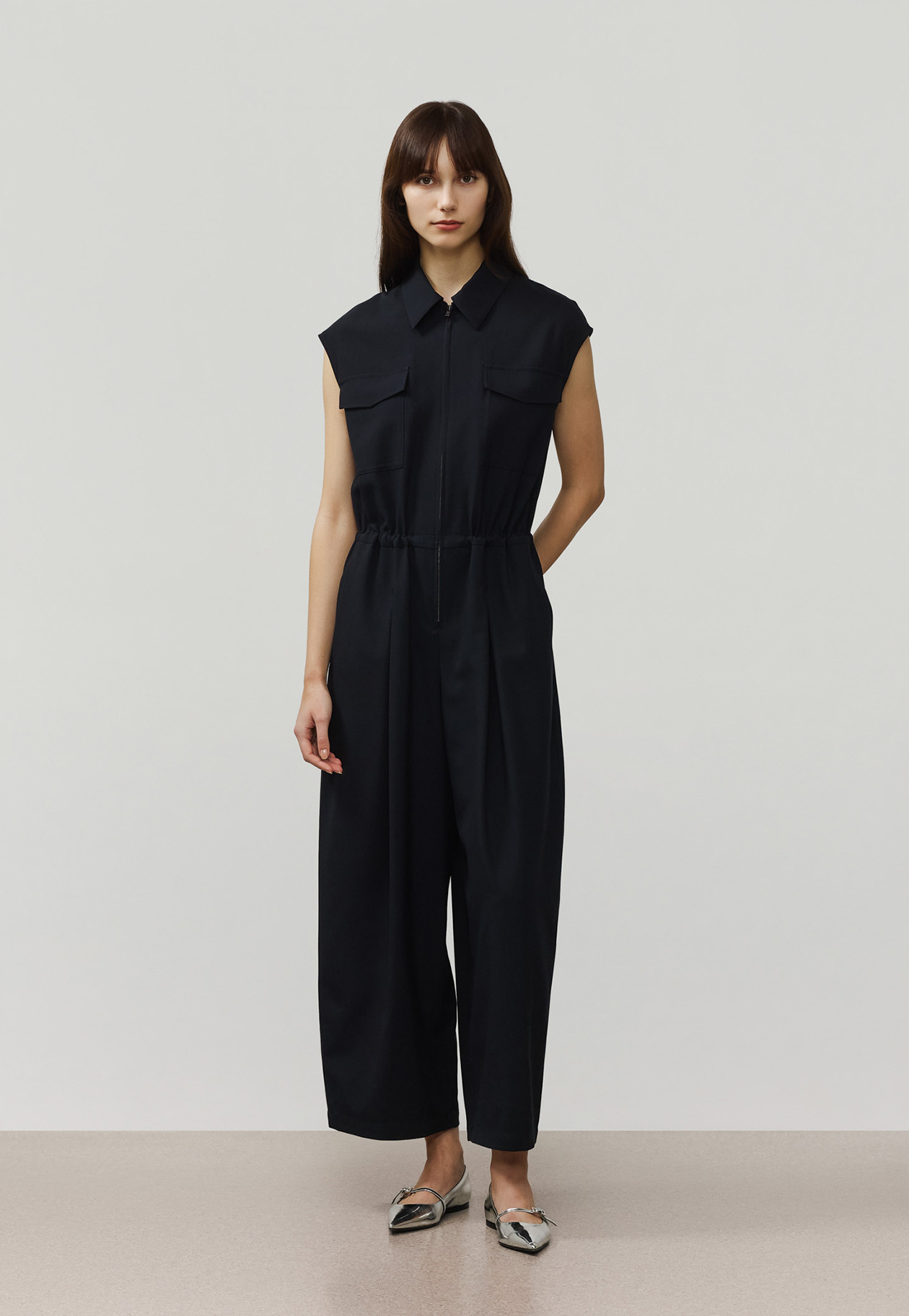 WASHABLE WOOL COMBINAISON / ウォッシャブルウールコンビネゾン 詳細画像 Navy 1