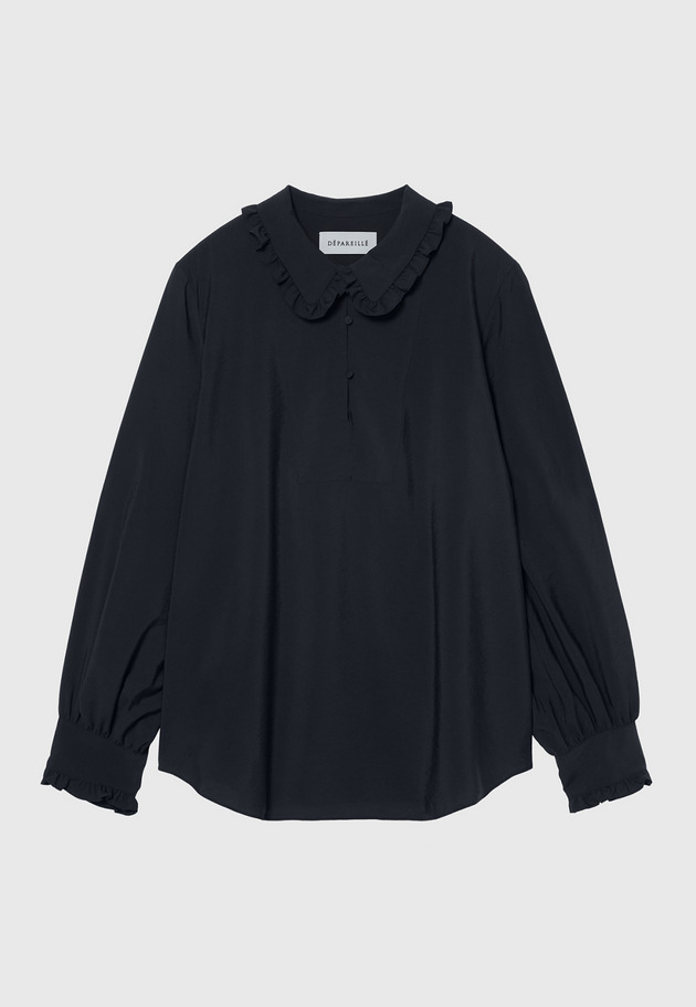 SILK FRILL BLOUSE / シルクフリルブラウス 詳細画像 Navy 1