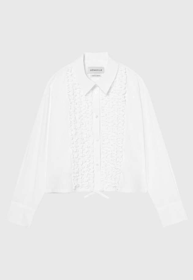 COTTON TYPEWRITER FRILL SHIRT / コットンタイプライターフリルシャツ 詳細画像 White 4